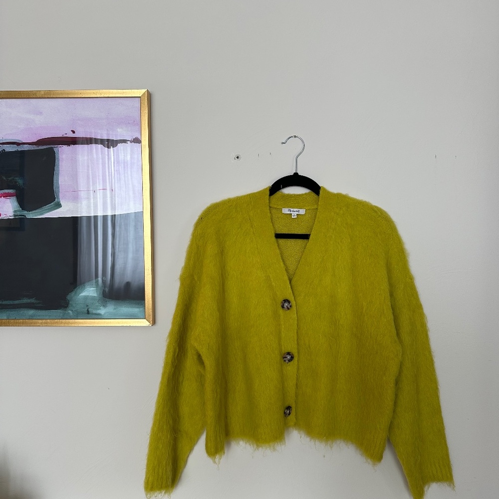 madewell brushed v neck cardigan sweater